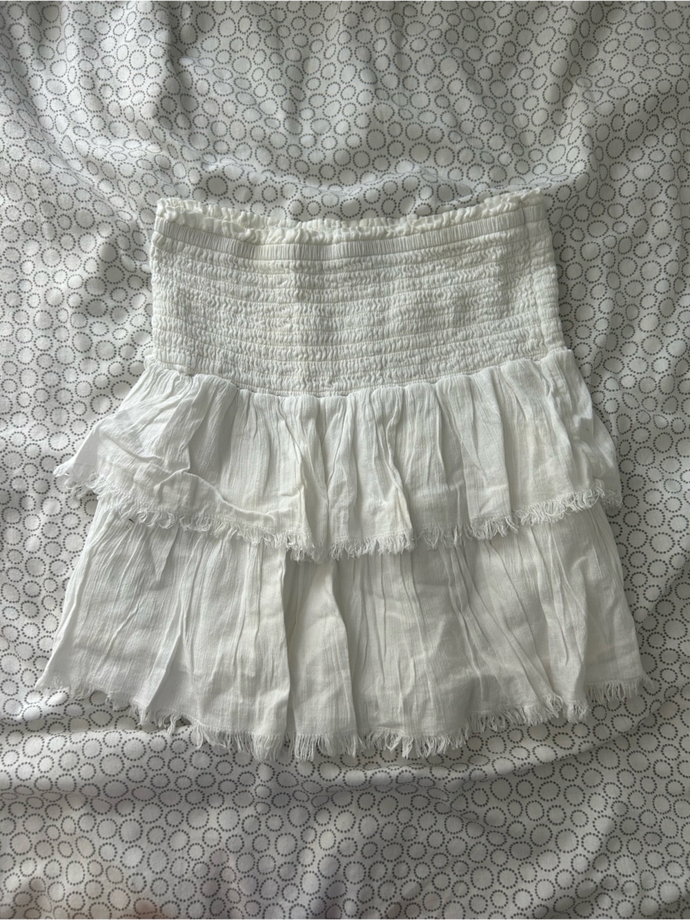aerie White Tiered Smocked Mini Skirt